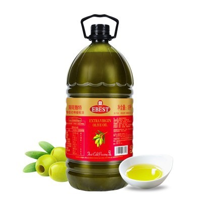 易贝斯特特级初榨橄榄油物理冷榨食用油西班牙原装进口5L