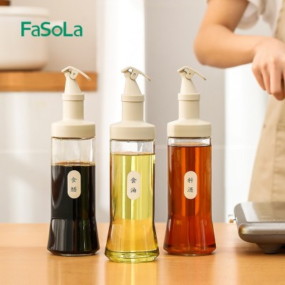 FaSoLa日式玻璃油壶装油倒油防漏厨房家用自动开合酱油醋油罐油瓶